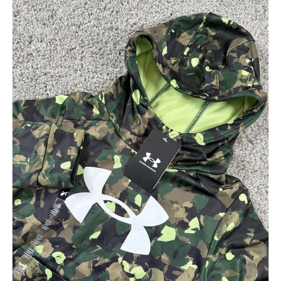 Under Armour Other - NEW Under Armour‎ Boys Fleece Hoodie Sweatshirt Green Camo Logo Youth XS